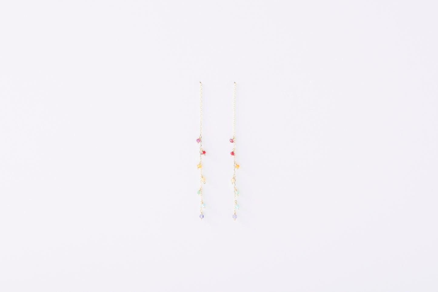 [ BASIC ] Multicolor Stone Threader Earrings