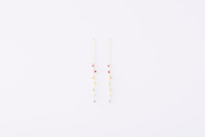 [ BASIC ] Multicolor Stone Threader Earrings