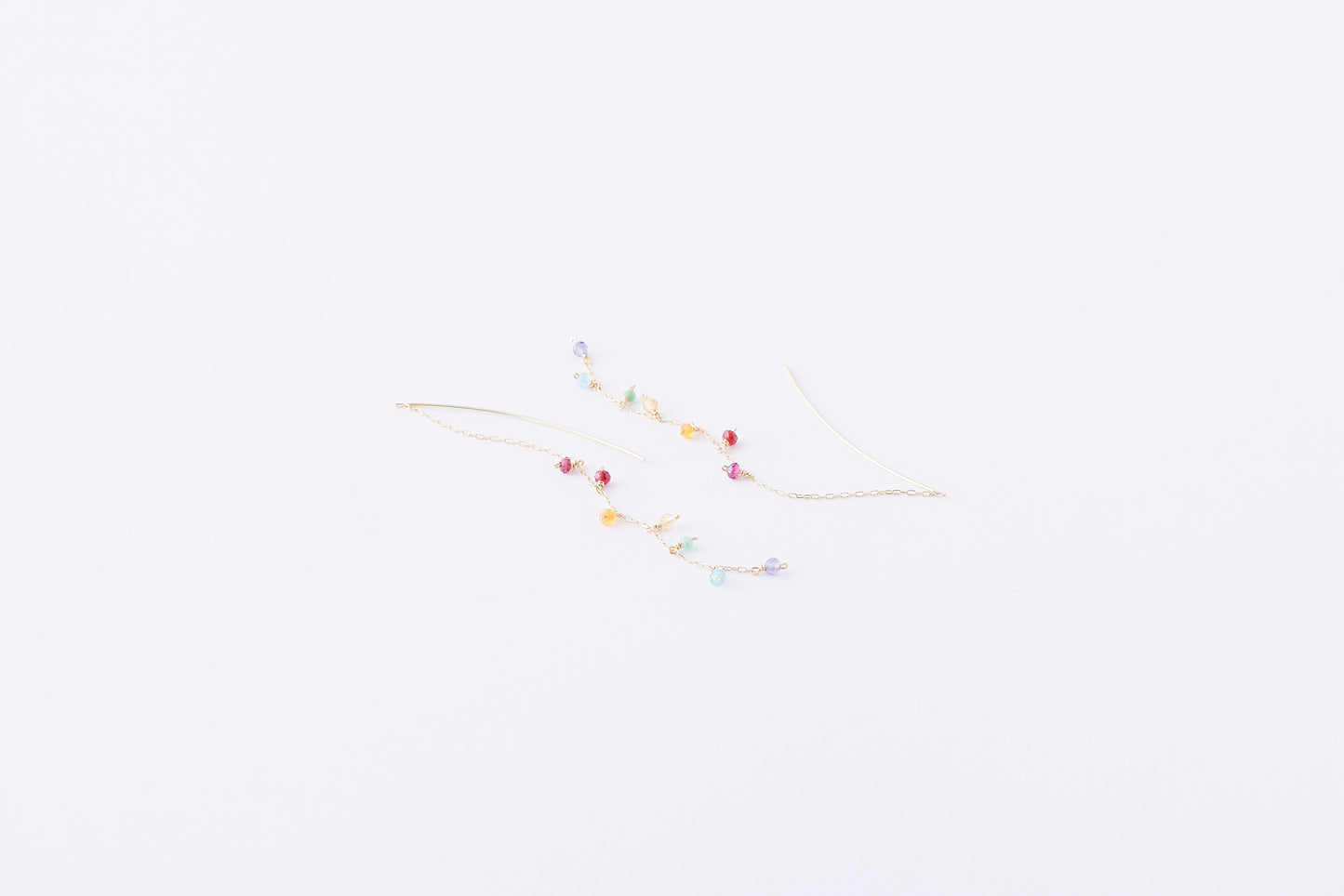 [ BASIC ] Multicolor Stone Threader Earrings