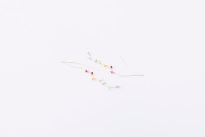 [ BASIC ] Multicolor Stone Threader Earrings