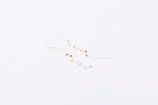 [ BASIC ] Multicolor Stone Threader Earrings