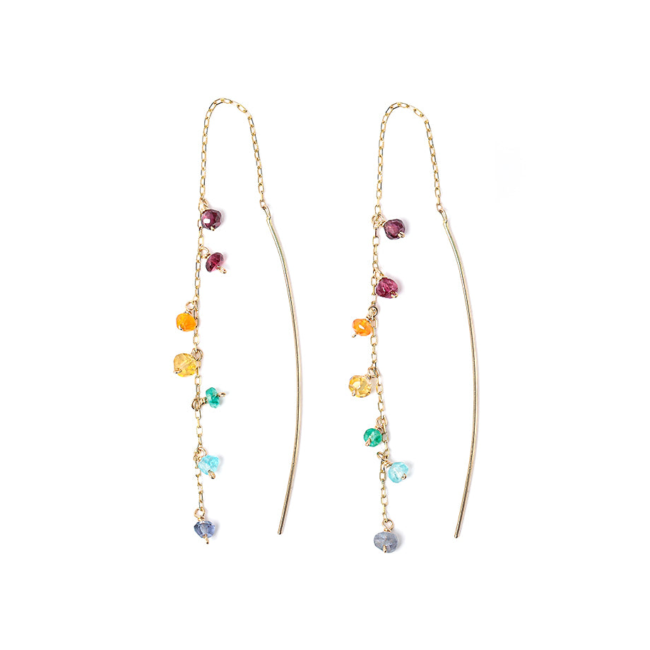 [ BASIC ] Multicolor Stone Threader Earrings