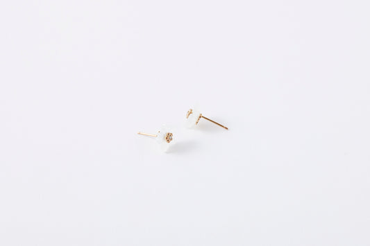 [ Fleur - Jasmine - ] Fleur blance Diamant Pierced Earrings S