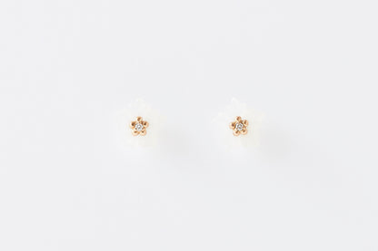 [ Fleur - Jasmine - ] Fleur blance Diamant Pierced Earrings S